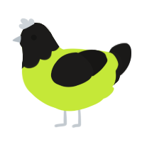 A lime and sable chicken with a head pattern