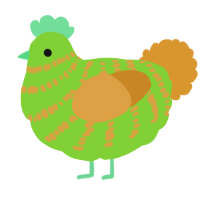 (unnamed), a grass and orange chicken with a bar pattern
