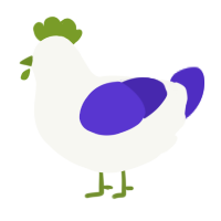 A white and indigo chicken