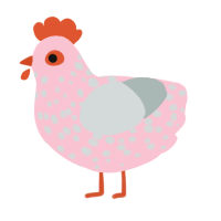 A rose and silver chicken with a speckle pattern
