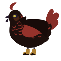 A sable and crimson chicken with a half-lace pattern