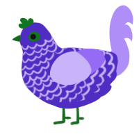 A indigo and lilac chicken with a lace pattern