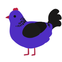 A indigo and sable chicken with a neck-band pattern