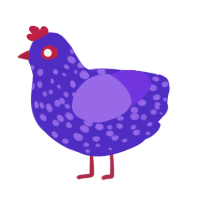 A indigo and blurple chicken with a speckle pattern