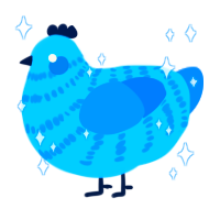 A sky and sapphire chicken with a bar pattern