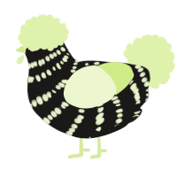 A sable and apple chicken with a bar pattern