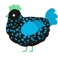 A sable and cerulean chicken with a speckle pattern