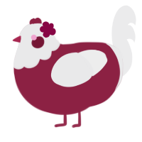 A mint and black chicken with a head pattern
