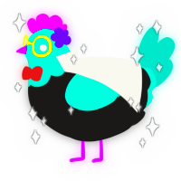 A sable and turquoise chicken with a head pattern