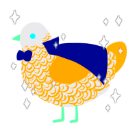 A black and ultramarine chicken with a double-lace pattern