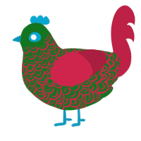 A leaf and crimson chicken with a double-lace pattern