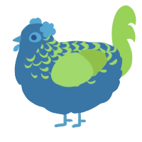 A sapphire and grass chicken with a half-lace pattern