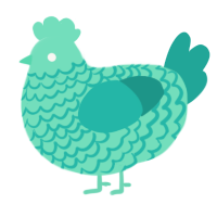 A mint and turquoise chicken with a lace pattern