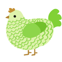 A apple and grass chicken with a lace pattern