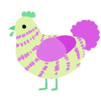 A apple and orchid chicken with a bar pattern