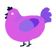 A orchid and blurple chicken with a neck-band pattern