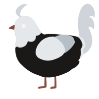 A sable and mist chicken with a head pattern