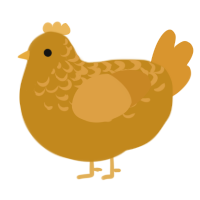 A ochre and orange chicken with a half-lace pattern
