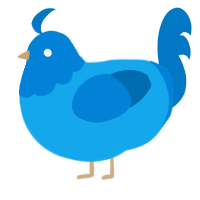A sky and sapphire chicken with a head pattern