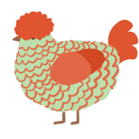 A gluppy and vermilion chicken with a lace pattern