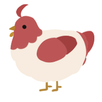A cream and red chicken with a head pattern