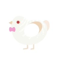 A white and cream chicken with a half-bar pattern