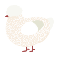A cream and white chicken with a double-lace pattern