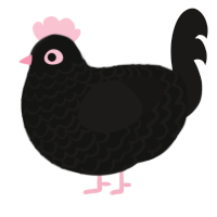 A black and sable chicken with a lace pattern