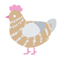 A beige and mist chicken with a bar pattern