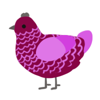 A maroon and orchid chicken with a lace pattern