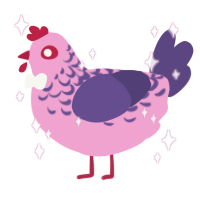 A pink and overcast chicken with a half-lace pattern