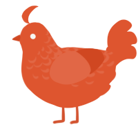 A vermilion chicken with a half-lace pattern