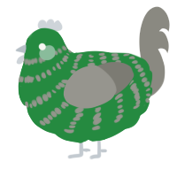 A viridian and ash chicken with a bar pattern