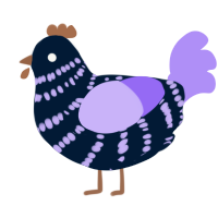 A tumblr and lilac chicken with a bar pattern
