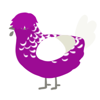 A plum and white chicken with a half-lace pattern