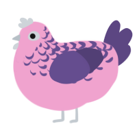 A pink and overcast chicken with a half-lace pattern