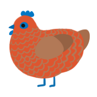 Dirt Block, a vermilion and brown chicken with a lace pattern