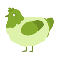 A apple and chartreuse chicken with a head pattern