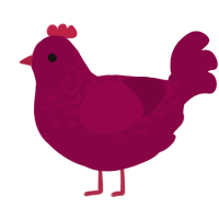 A maroon chicken with a half-lace pattern