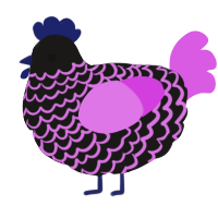 A sable and orchid chicken with a lace pattern