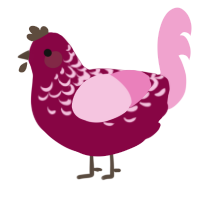A maroon and pink chicken with a half-lace pattern