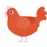 A vermilion chicken with a half-lace pattern