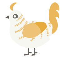 A white and honey chicken with a half-bar pattern