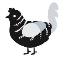 A sable and mist chicken with a half-bar pattern