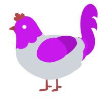A mist and amethyst chicken with a head pattern