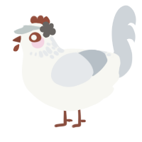 A white and mist chicken with a neck-speckle pattern