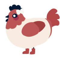 menstruation, a cream and red chicken with a head pattern