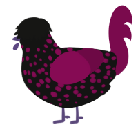 allergic reaction, a black and wine chicken with a speckle pattern