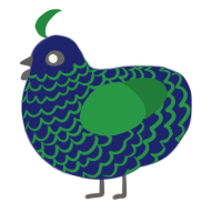 A navy and viridian chicken with a lace pattern