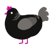 A black and grey chicken with a neck-band pattern